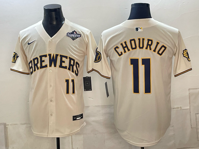 Men Milwaukee Brewers #11 Chourio cream Nike 2026 World Series MLB jersey 102303->milwaukee brewers->MLB Jersey